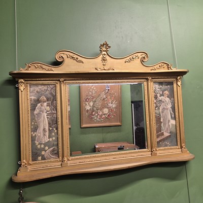 Lot 1736 - An Edwardian gilt framed overmantle mirror,...