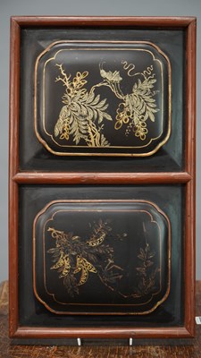 Lot 25 - A pair of carved Oriental panels, together...