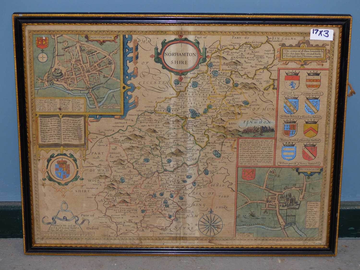 Lot 17 - An early hand coloured map of Oxfordshire...