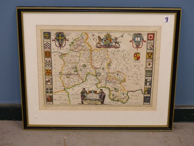 Lot 17 - An early hand coloured map of Oxfordshire...