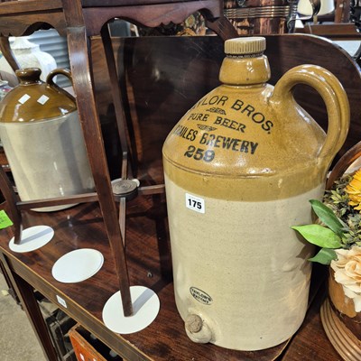 Lot 175 - Two, two toned pottery flagons
