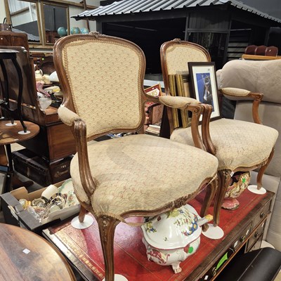 Lot 199 - A pair of French show frame salon chairs