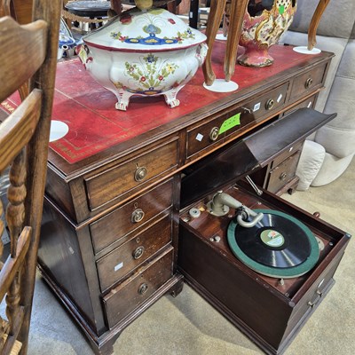 Lot 203 - An antique mahogany twin pedestal small...