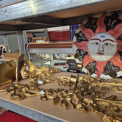 Lot 228 - Various gilt wall brackets and sconces etc