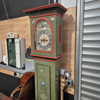 Lot 247 - A 19th century painted case 8 day long case...
