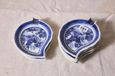 Lot 151 - A set of six antique Chinese export blue and...