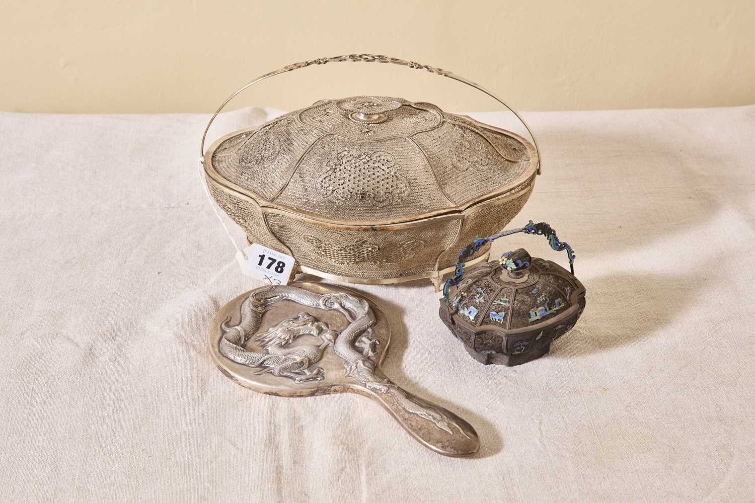 Lot 178 - An antique Chinese export silver dragon...