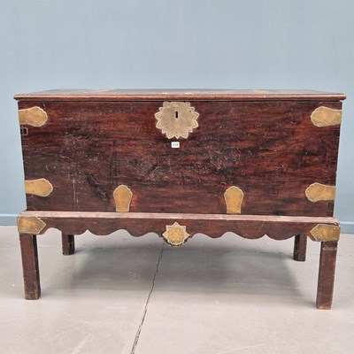 Lot 310 - An antique Colonial brass mounted hardwood...