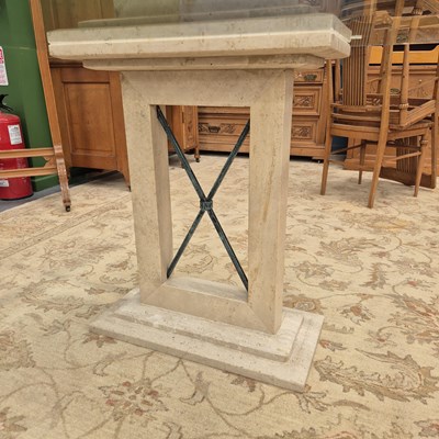 Lot 81 - A 20th Century glass and stone designer dining...