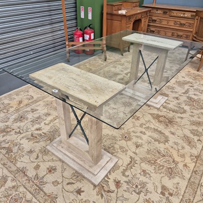 Lot 81 - A 20th Century glass and stone designer dining...