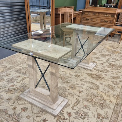 Lot 81 - A 20th Century glass and stone designer dining...