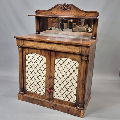 Lot 404 - A late regency rosewood mirror back cabinet,...