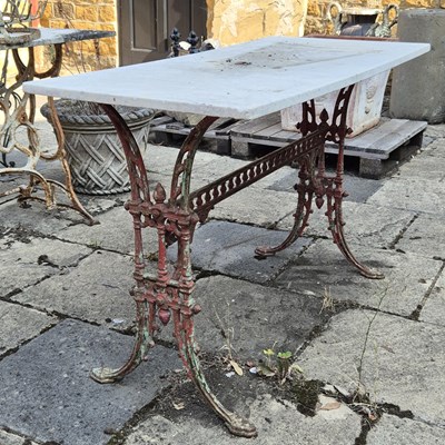 Lot 308 - A Victorian marble top cast iron conservatory...