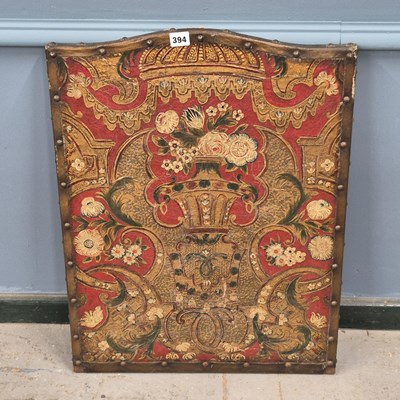 Lot 394 - An antique Continental Baroque style leather...