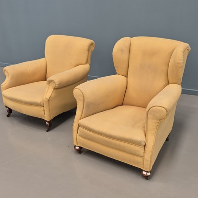 Lot 1321 - An Edwardian  deep seat armchair in the manner...