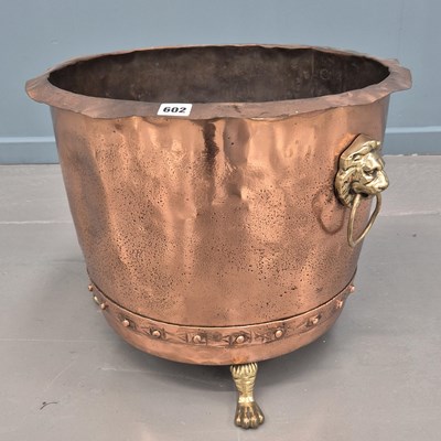 Lot 602 - A Victorian rivetted copper copper, mounted...