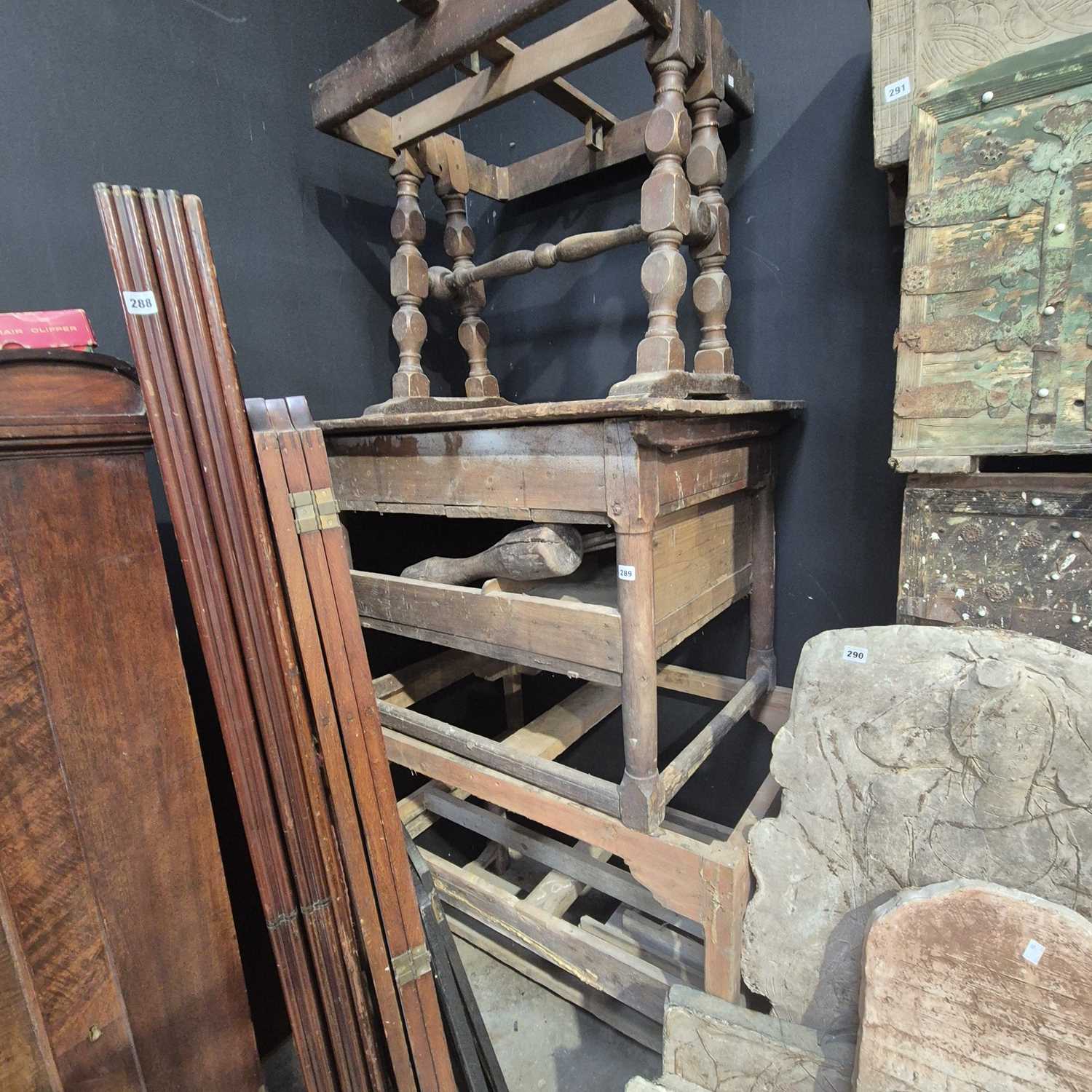 Base Four Chart Lot 289 - Four antique table bases for restoration, a