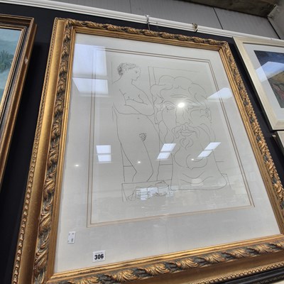 Lot 306 - A large gilt framed print after Piccaso
