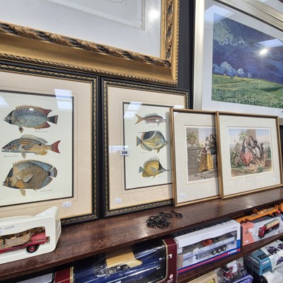 Lot 308 - Two pairs of decorative furnishing prints