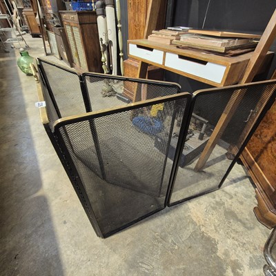 Lot 326 - A large five-fold fire screen with brass edging