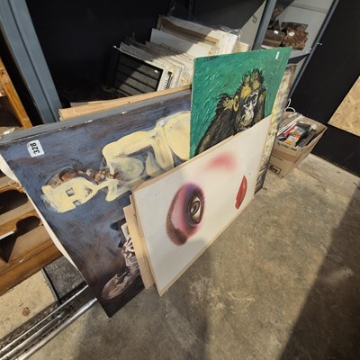 Lot 328 - Two large oil paintings, various decorative...