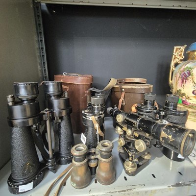 Lot 332 - Three pairs of binoculars and a small engineer'...