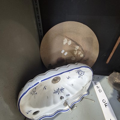 Lot 334 - An art pottery platter and a decorative...