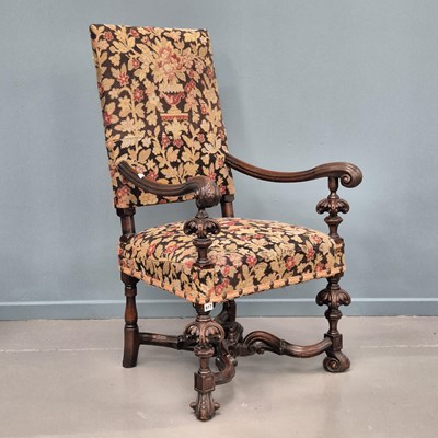 Lot 617 - A 19th century Carolean style carved walnut...