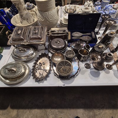 Lot 349 - A hallmarked silver dressing table brush set,...
