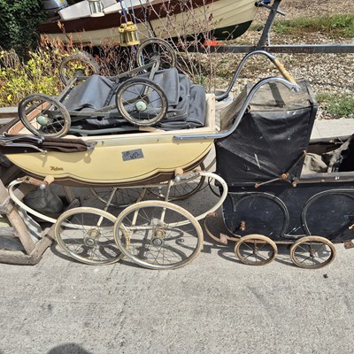 Lot 422 - Three antique prams.