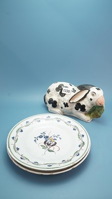 Lot 1330 - A pair of 18th century French faience plates...