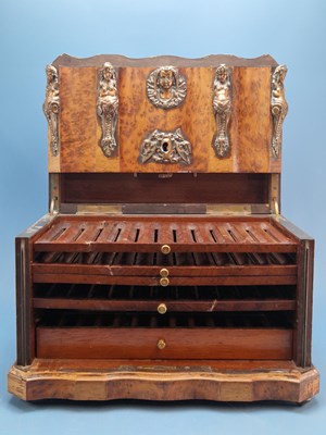 Lot 1333 - A 19th century copper mounted burr yew wood...