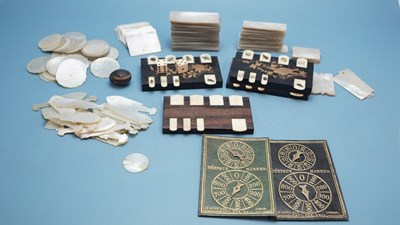 Lot 1336 - A collection of mother of pearl gaming...