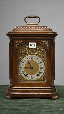 Lot 632 - A walnut cased Lenzkirch mantel clock striking...