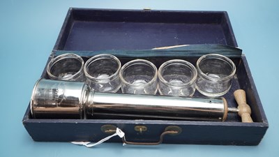 Lot 1341 - A Ventouseuse Freres cased cupping set of five...