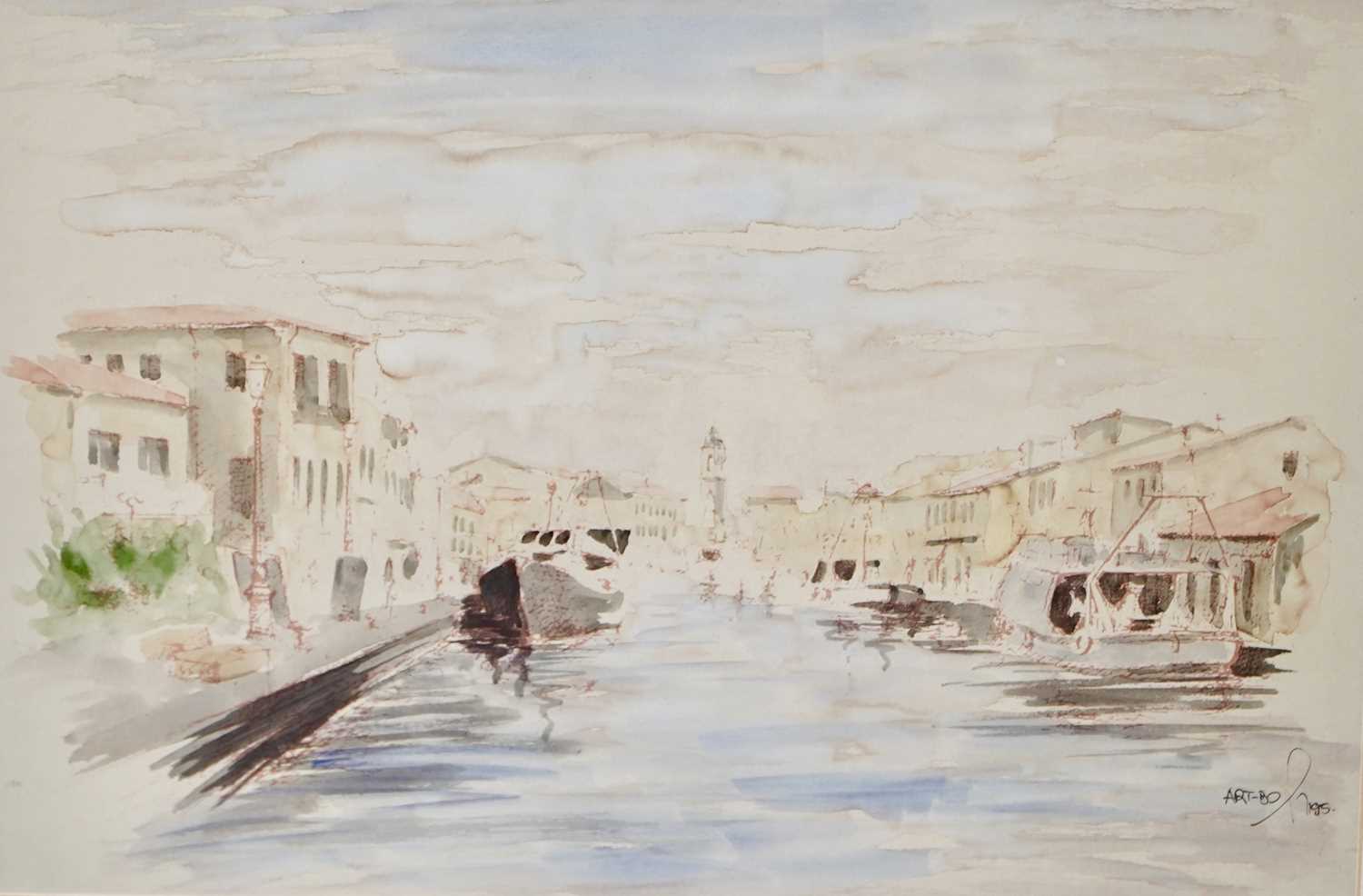 Lot 636 - Late 19th/early 20th century, a Venetian canal...