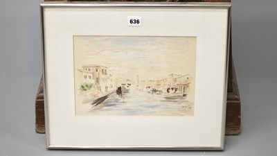 Lot 636 - Late 19th/early 20th century, a Venetian canal...