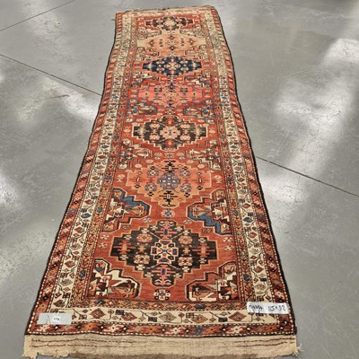 Lot 1770 - A good antique Persian tribal runner, 382 x...