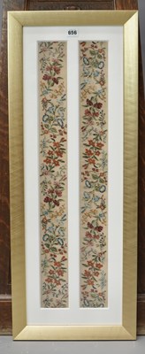 Lot 656 - A pair of sleeve panels in a common frame,...