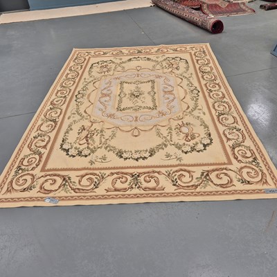 Lot 1777 - An Aubusson style flat weave carpet. 357 x 265 cm