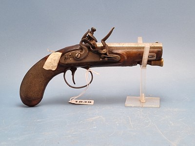 Lot 1839 - A flint lock pocket pistol by T.J. Mortimer,...
