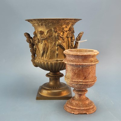 Lot 434 - An early carved marble goblet/chalice,...