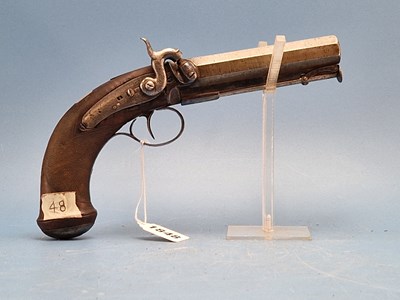 Lot 1848 - A 12 bore? percussion side hammer belt pistol...
