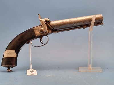 Lot 1849 - A large percussion double-barreled pistol with...