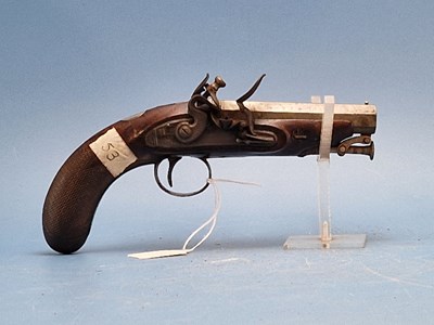 Lot 1853 - A good flintlock travelling pistol by Clarke...