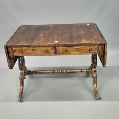 Lot 329 - A Regency inlaid rosewood and simulated...