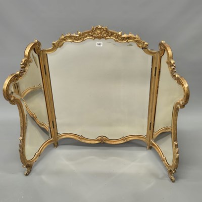 Lot 327 - An antique French carved giltwood triptych...