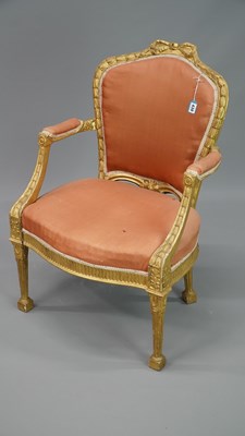 Lot 430 - A Georgian carved giltwood armchair of...