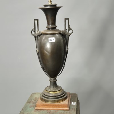 Lot 337 - An antique Continental patinated bronze...