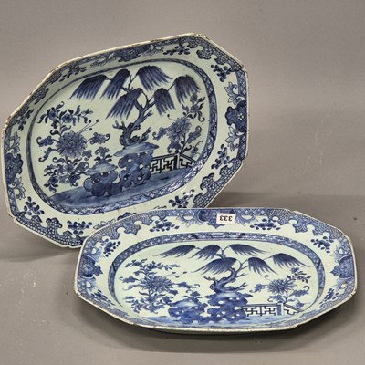 Lot 333 - A pair of large antique Chinese export blue...
